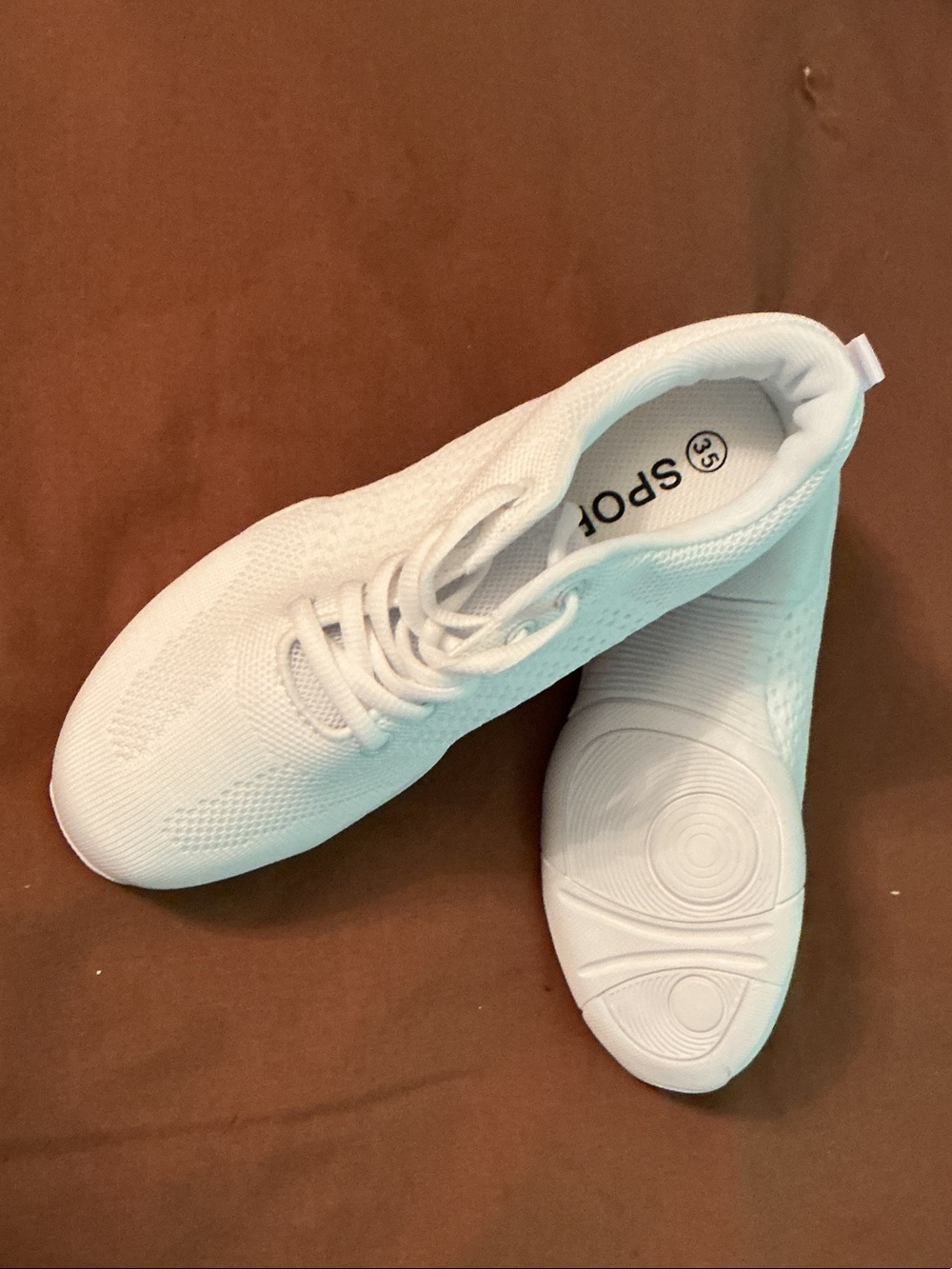MV Sport White Knit Lace-Up Women's Sneakers